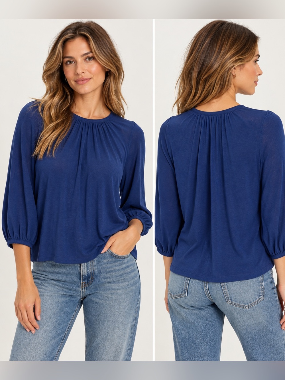 Everlane Air Poet Top – Blue Women’s Size XS High Neck Cotton 650